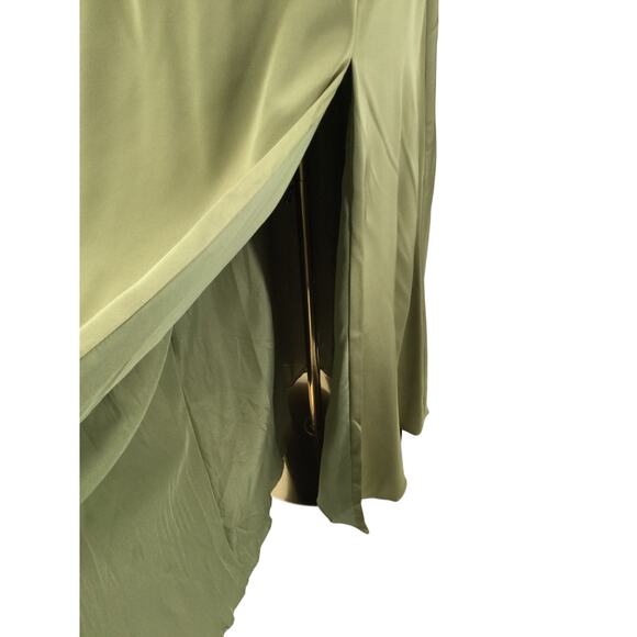 AW BRIDAL SZ 10 L fennel seed green Theodora wedding bridesmaid maxi dress b37 - Picture 5 of 10